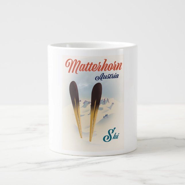 Caneca De Café Grande Matterhorn Austria ski poster. (Frente)