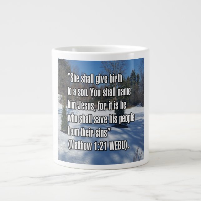 Caneca De Café Grande Matthew 1:21 WEBU Mug (Frente)