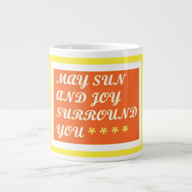 Caneca De Café Grande May Sun and Joy be your uplifting care design Coff (Frente)