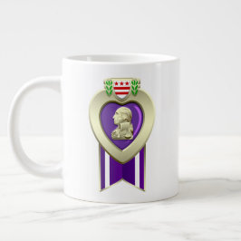 Caneca De Café Grande Medalha de Coração Púrpura Personalizável 20oz