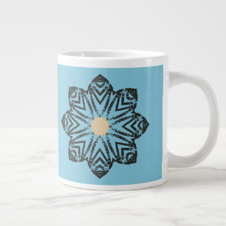 Caneca De Café Grande Medalhão Floral Geométrico Distorcido