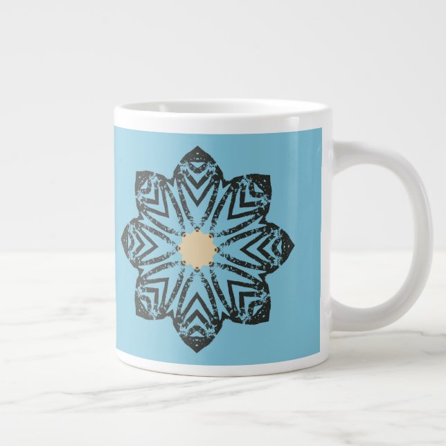 Caneca De Café Grande Medalhão Floral Geométrico Distorcido (Direita)