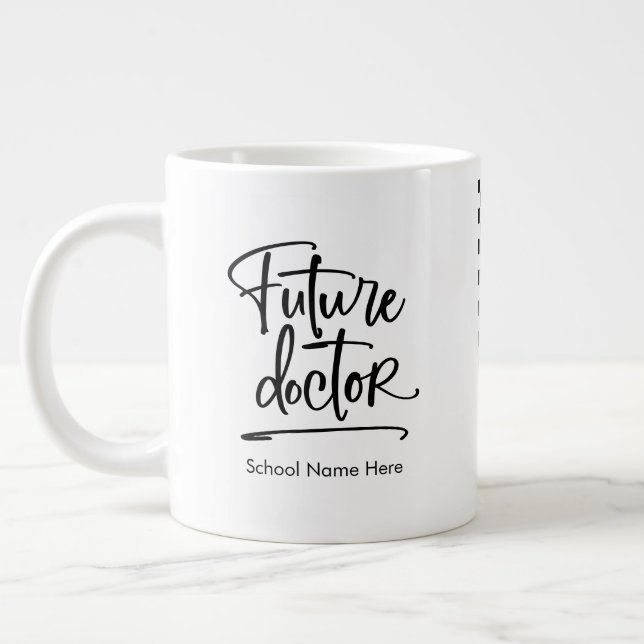 Caneca De Café Grande Médico Personalizado Futuro Verificado (Esquerda)