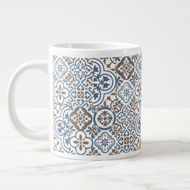 Caneca De Café Grande Mediterranean Moroccan Tile pattern (Esquerda)