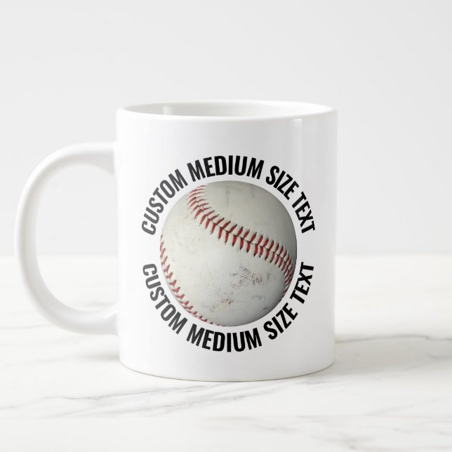 Caneca De Café Grande Medium Size Personalized Text Baseball Custom (Esquerda)