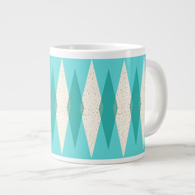 Caneca De Café Grande meio século Modern Argyle Jumbo Mug (Frente Esquerda)