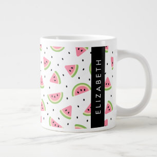 Caneca De Café Grande Melancias Rosa, Sementes De Melancia, Seu Nome
