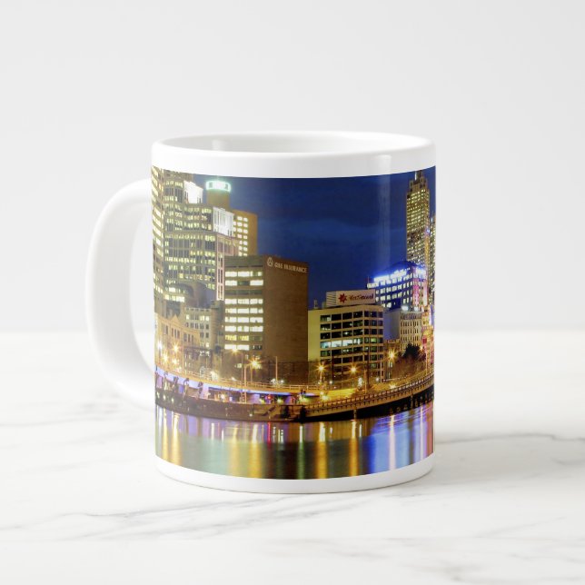 Caneca De Café Grande Melbourne, Austrália. Uma visão noturna dos 2 (Frente Esquerda)