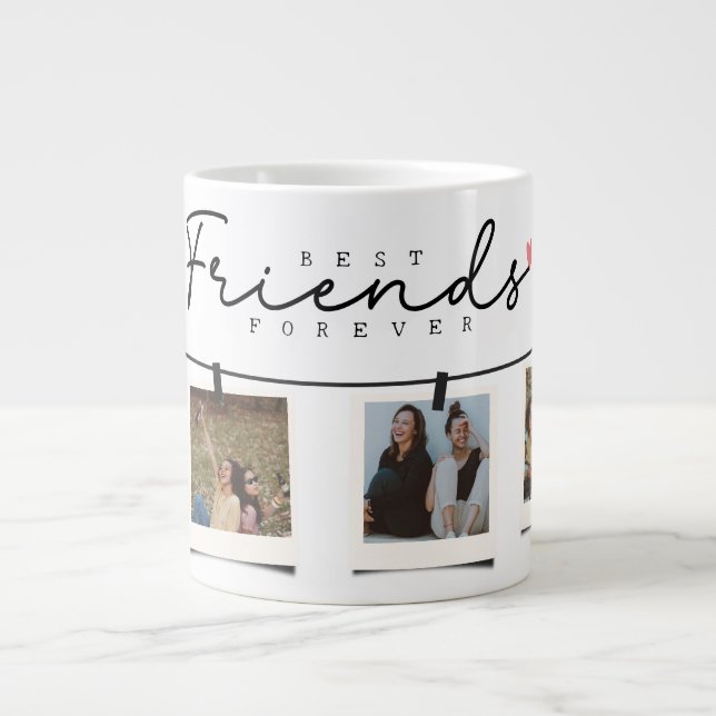 Caneca De Café Grande Melhor Amigos Foto Personalizada De Presente (Frente)