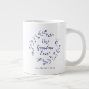 Caneca De Café Grande Melhor Avó do Mundo Família Grinalda Floral Ano Az