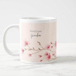 Caneca De Café Grande Melhor Avó do Mundo - Pastel Floral Personalizado