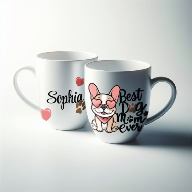 Caneca De Café Grande Melhor Cachorro Mãe Nunca personaliza o francês (best mom customizable frenchie mug)