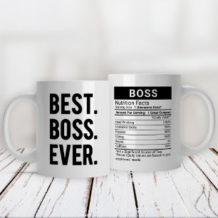 Caneca De Café Grande Melhor Chefe Nunca com Fatos Nutricionais, Café M
