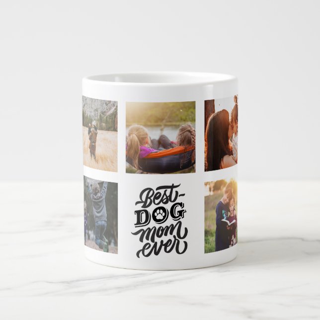 Caneca De Café Grande Melhor Colagem de Fotos Personalizada da Mãe de Ca (Frente)