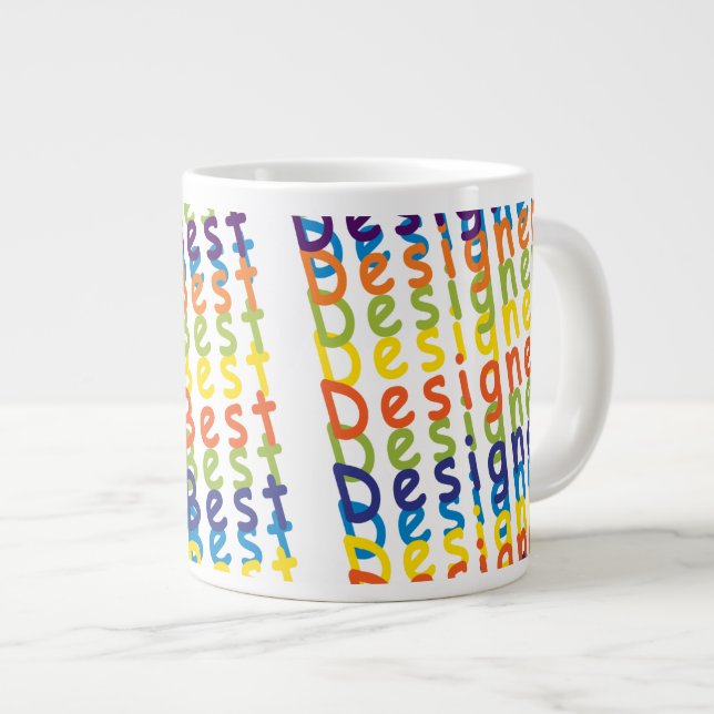 Caneca De Café Grande Melhor Designer do Mundo - Gigante Mug (Frente Esquerda)