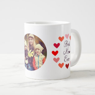 Caneca De Café Grande Melhor Dia de as mães de Foto do Coração da Mãe