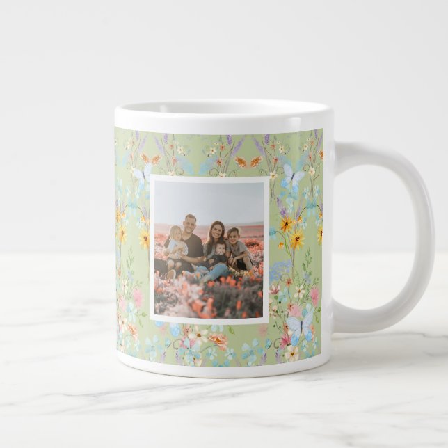 Caneca De Café Grande Melhor Dia de as mães de Foto Nana Wildflower (Direita)