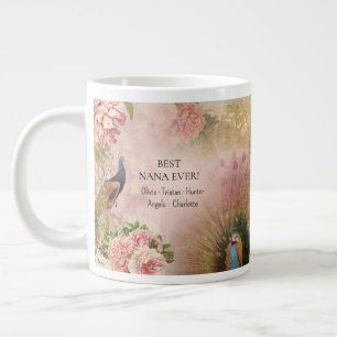 Caneca De Café Grande Melhor Dia de as mães Nana Pink Floral Infantil