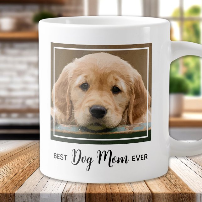 Caneca De Café Grande Melhor Foto De Cachorro Mãe De Pet (Criador carregado)
