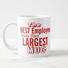 Caneca De Café Grande Melhor Funcionário Engraçado Citação Vermelha Humo