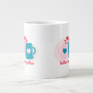 Caneca De Café Grande Melhor juntos, azul e rosa, simples