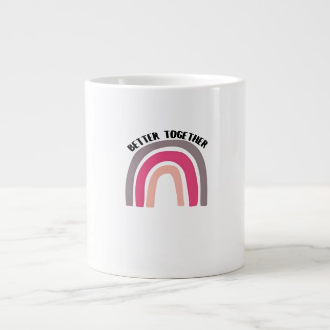 Caneca De Café Grande Melhor Juntos Estética Alegre Arco-íris (Frente)