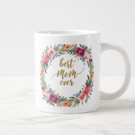 Caneca De Café Grande Melhor Mãe Alguma Vez Floral Mug