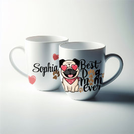 Caneca De Café Grande "Melhor Mãe Cachorro Nunca" - ilustração persinali