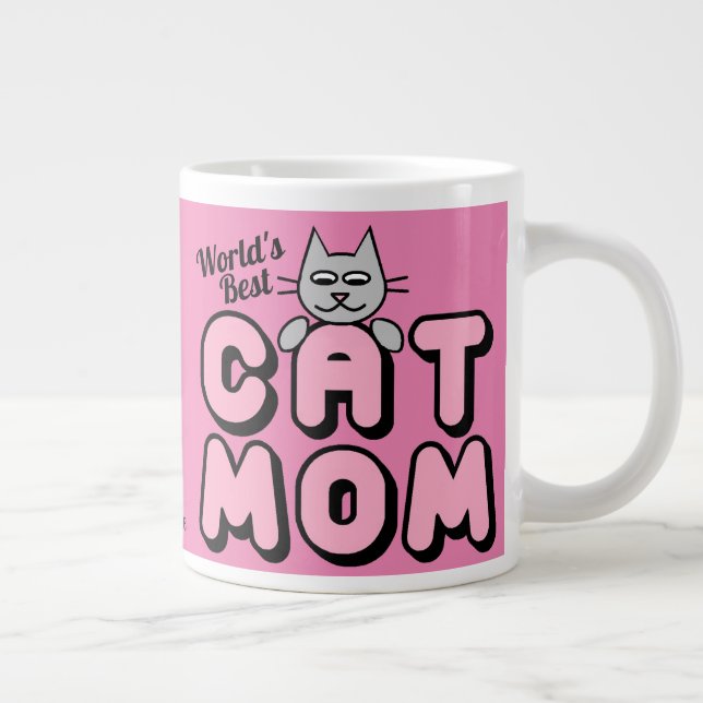 Caneca De Café Grande Melhor Mãe de Gato do Mundo Fofa (Direita)