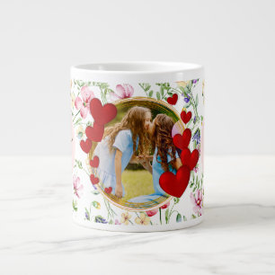 Caneca De Café Grande Melhor Mãe do Mundo Floral Foto Dia das Mães