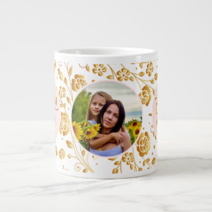Caneca De Café Grande Melhor Mãe do Mundo Floral Foto Dia das Mães