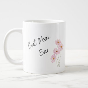 Caneca De Café Grande Melhor Mãe do Mundo Flores Elegantes Dia das Mães