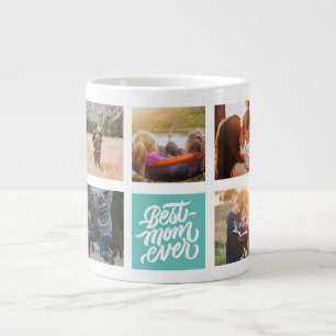 Caneca De Café Grande Melhor Mãe Já Personalizada Colagem de Fotos