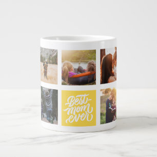 Caneca De Café Grande Melhor Mãe Já Personalizada Colagem de Fotos Ama