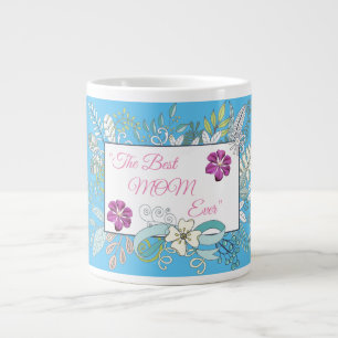 Caneca De Café Grande "Melhor Mãe Nunca" elegante presente floral Giant 