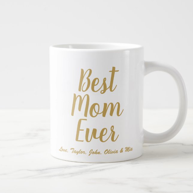 Caneca De Café Grande Melhor Mãe Nunca - Script personalizado em ouro pe (Direita)