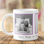 Caneca De Café Grande Melhor Mãe Preta e Branca 3 Fotos<br><div class="desc">A caneca de café personalizada personalizada com suas fotos e palavras "melhor mãe na palavra ♥️ nós te amamos". Adicionar 3 fotos especiais. Filtro B&W aplicado.</div>