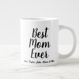 Caneca De Café Grande Melhor mãe - Script personalizado preto personaliz