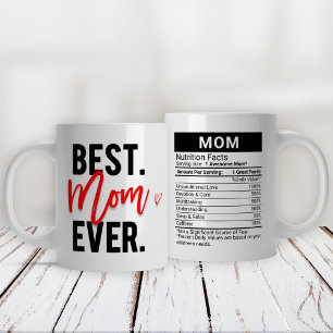 Caneca De Café Grande Melhor Mãe Vermelha + Fatos Nutricionais,