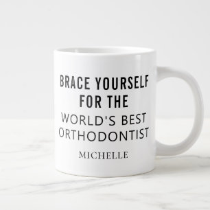 Caneca De Café Grande Melhor Ortodontista Nome Profissional Personalizad