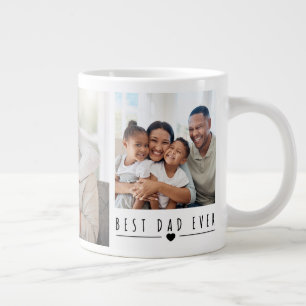 Caneca De Café Grande Melhor Pai de Todos Colagem de 3 Fotos de Família 