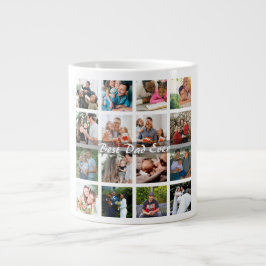 Caneca De Café Grande Melhor Pai do Mundo 16 Colagem de Fotos Personaliz