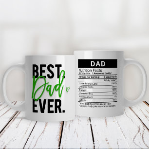 Caneca De Café Grande Melhor Pai Verde + Fatos Nutricionais,