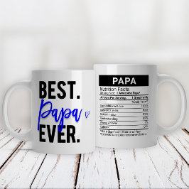 Caneca De Café Grande Melhor Papá Azul + Fatos Nutricionais,