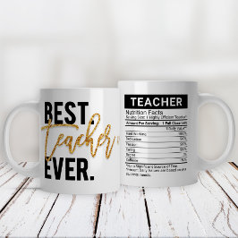 Caneca De Café Grande Melhor Professora Já Dourada + Fatos Nutricionais 