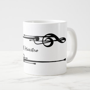 Caneca De Café Grande MELTPOINT WHITE Hot Black G Clef 'Il Maestro'