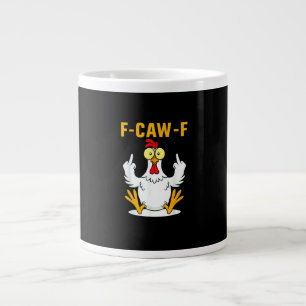 Caneca De Café Grande Meme de Galo com Citação F-Caw-F