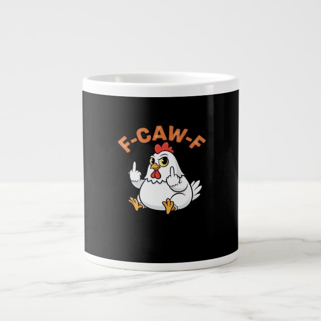 Caneca De Café Grande Meme Engraçado F-Caw-F Frango (Frente)