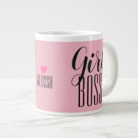 Menina Mug Chefe Nome Personalizado Cor de Rosa