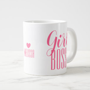 Caneca De Café Grande Menina Mug Chefe Nome Personalizado Cor de Rosa